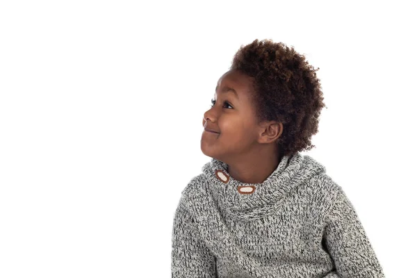 Adorable Afroamerican Child Thinking Isolated White Background — Stock Photo, Image