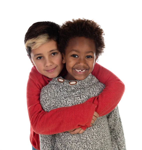 Dos Hermanos Felices Aislados Sobre Fondo Blanco — Foto de Stock