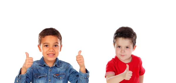 Két Vicces Gyermek Mondás Izolált Fehér Alapon — Stock Fotó