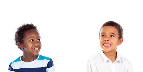 Χαμογελαστά Παιδιά Απομονωμένα Λευκό Φόντο — Φωτογραφία Αρχείου