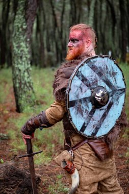 Kırsal onun kalkan ile Kanlı gerçek viking