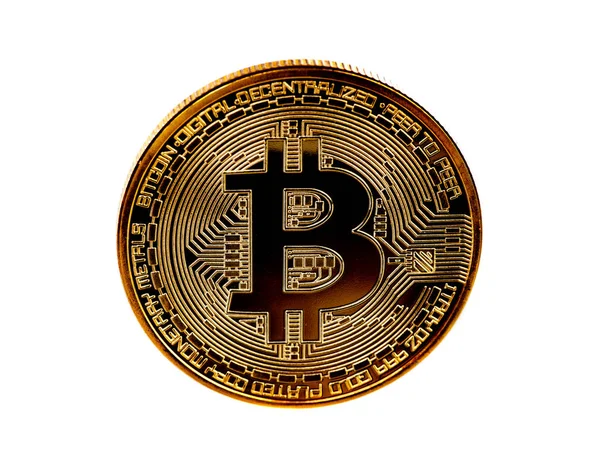 stock image Golden Bitcoin Coin Close Up Isolated