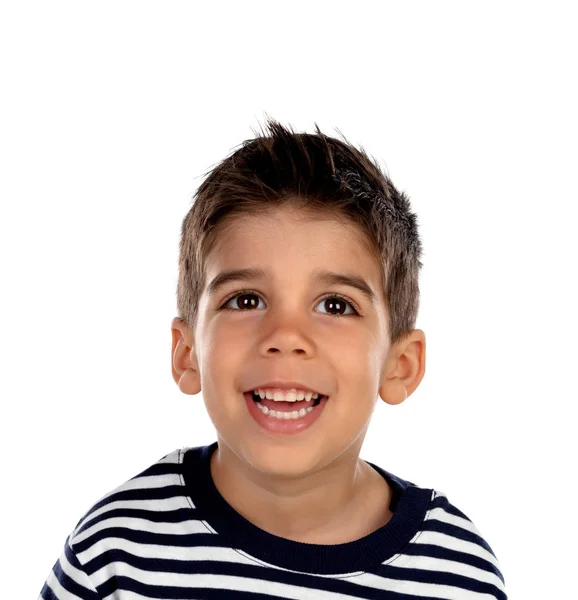 Schönes Kind Mit Schwarzen Augen Isoliert Auf Weißem Hintergrund — Stockfoto