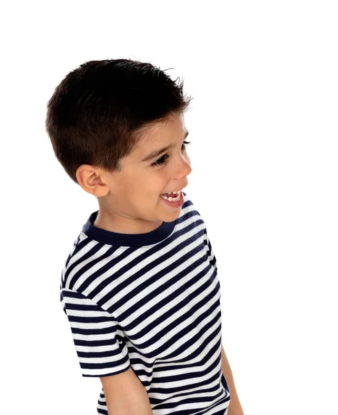 Beyaz Bir Arka Plan Üzerinde Izole Siyah Gözlü Pensive Çocuk — Stok fotoğraf