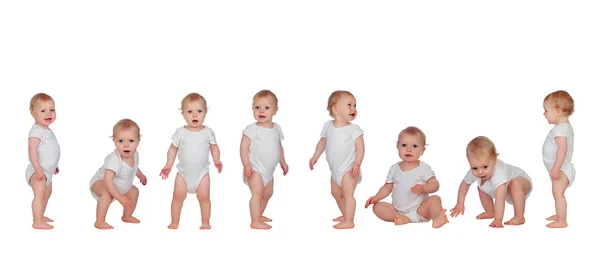 Sequence of a babies standing in underwear Royalty Free Stock Photos