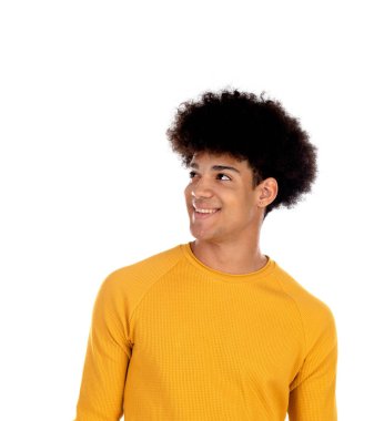 Sarı t-shirt ile Pensive genç çocuk