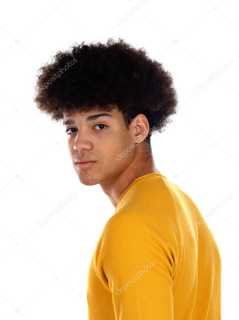 Teenager boy with yellow t-shirt 
