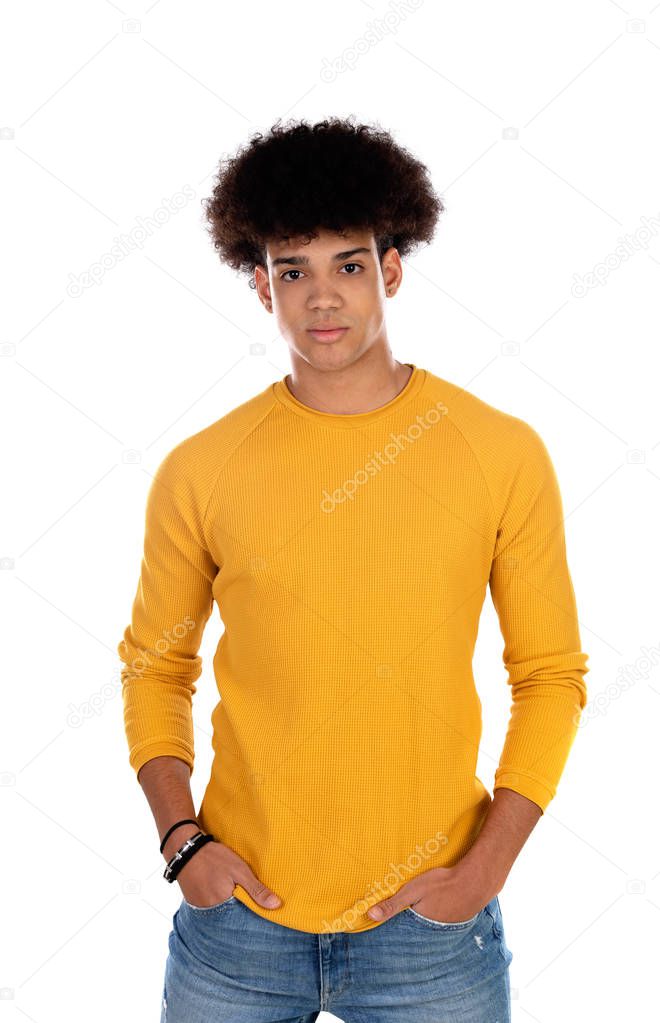 Teenager boy with yellow t-shirt 