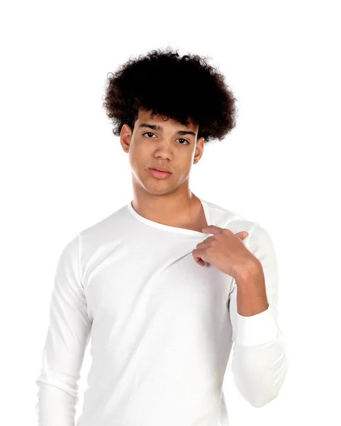 Adolescente menino com penteado afro — Fotografia de Stock