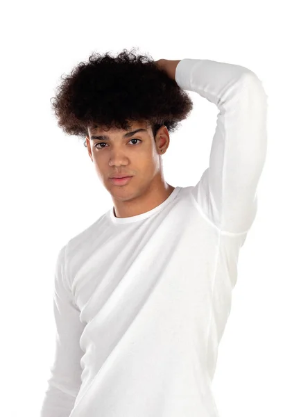 Adolescente menino com penteado afro — Fotografia de Stock