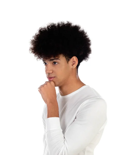 Pensive tiener jongen met Afro kapsel — Stockfoto