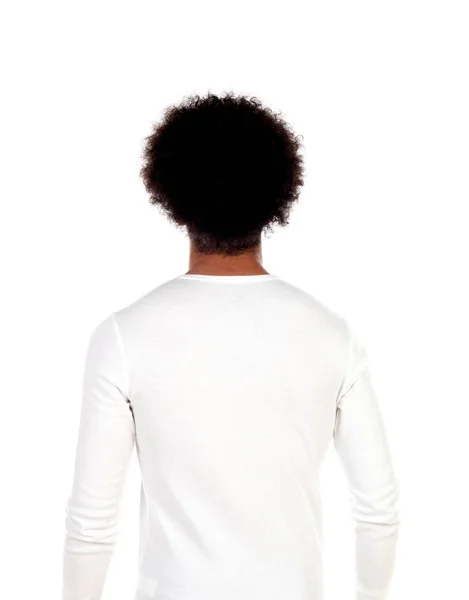 Portré fiatalember afro frizura jelentő vissza — Stock Fotó