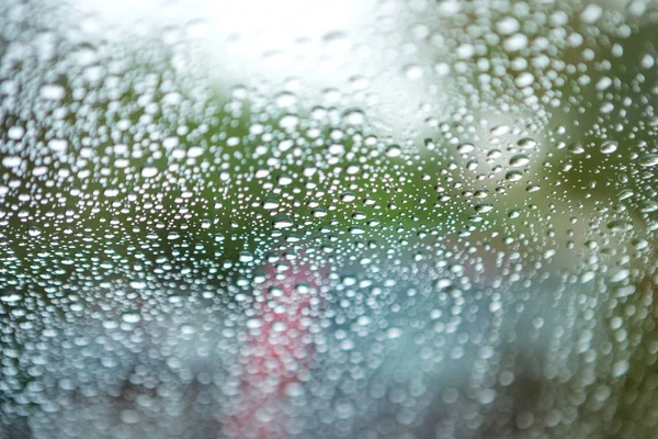 Vidro Com Gotas Água Chuva Perto — Fotografia de Stock