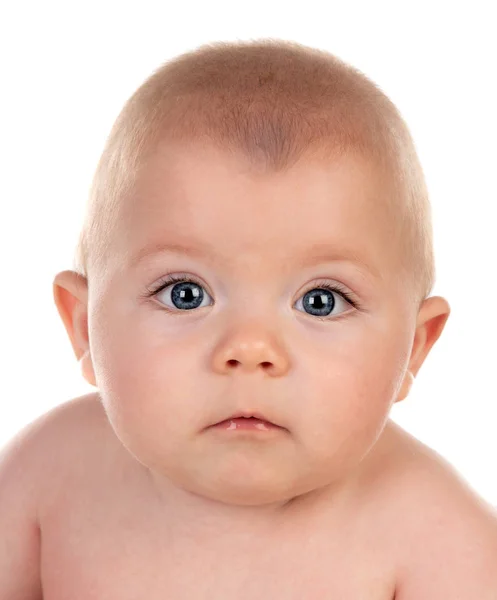 Sevimli Erkek Bebek Portresi Beş Aylık Beyaz Arka Plan Üzerinde — Stok fotoğraf