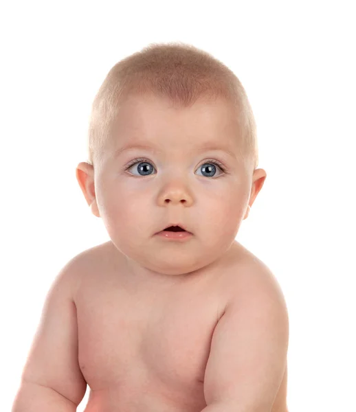 Portrait Adorable Baby Boy Five Month Old Isolated White Background — Stock Photo, Image