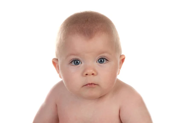 Sevimli Erkek Bebek Portresi Beş Aylık Beyaz Arka Plan Üzerinde — Stok fotoğraf