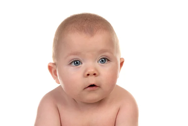 Ritratto Adorabile Bambino Cinque Mesi Isolato Sfondo Bianco — Foto Stock