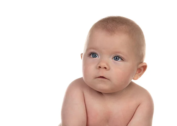 Ritratto Adorabile Bambino Cinque Mesi Isolato Sfondo Bianco — Foto Stock