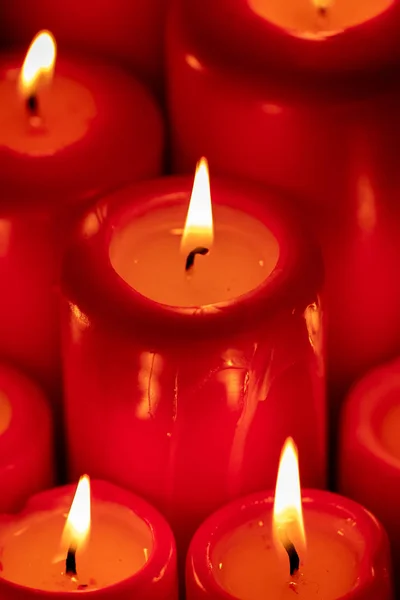 Velas Natal Vermelho Decoração Para Férias — Fotografia de Stock