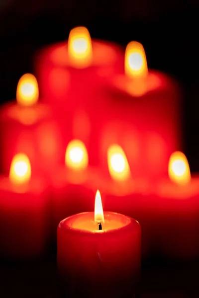 Candele Natale Rosso Decorazione Vacanze — Foto Stock