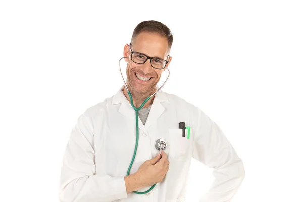 Beau médecin avec des lunettes — Photo