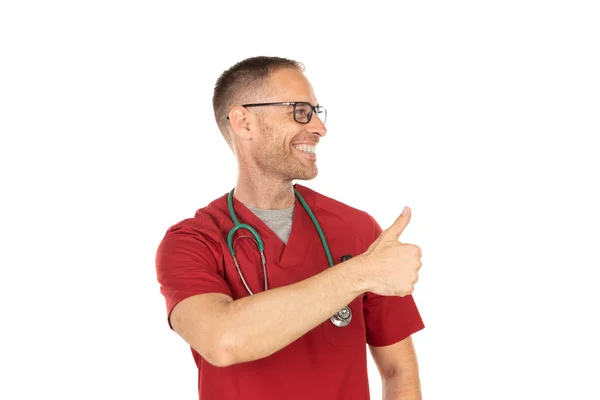 Knappe dokter zegt OK — Stockfoto