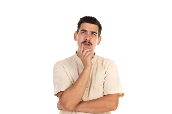 Nachdenklicher Typ mit Schnurrbart — Stockfoto
