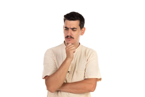 Pensive guy with moustache — Stock Photo, Image