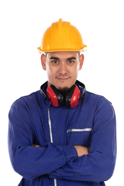 Bauarbeiter mit gelbem Helm — Stockfoto