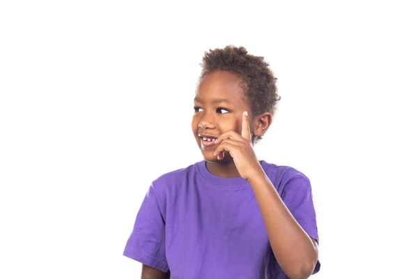 Schattig afroamerican kind denken — Stockfoto