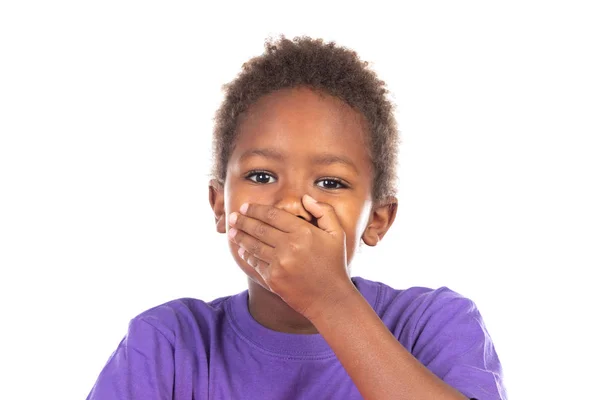 Niño sorprendido cubriéndose la boca —  Fotos de Stock
