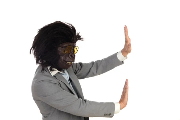 Empresario con gestos de cabeza de gorila —  Fotos de Stock