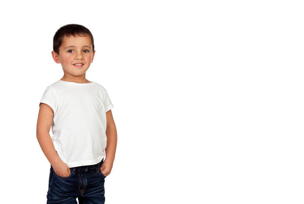 Портрет красивого ребенка на белом фоне

