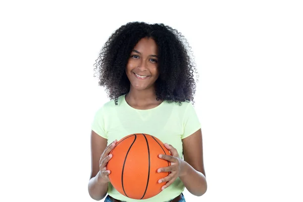 African teenager girl with a basket ball — Stock Photo, Image