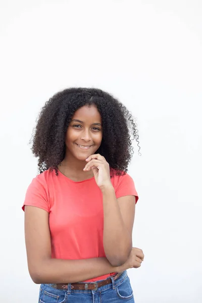 Pensive tonåring flicka med en vacker afro hår — Stockfoto