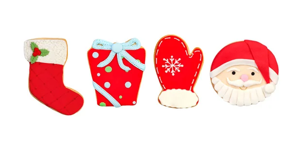 Biscoitos Engraçados Para Natal Isolado Fundo Branco — Fotografia de Stock