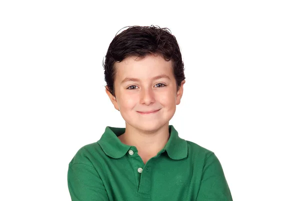 Niño feliz con camiseta verde — Foto de Stock