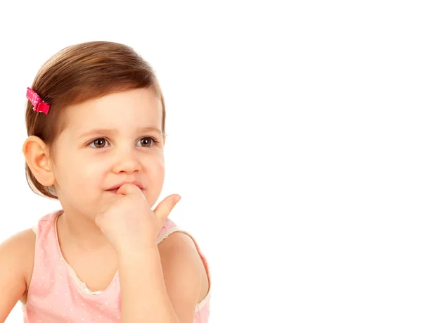 Engraçado Menina Isolado Fundo Branco — Fotografia de Stock