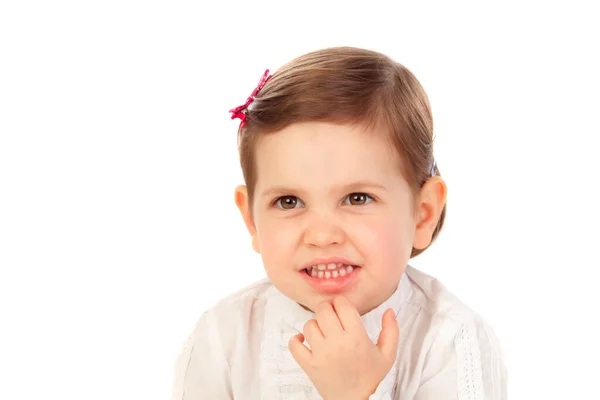 Graciosa Niña Aislada Sobre Fondo Blanco — Foto de Stock