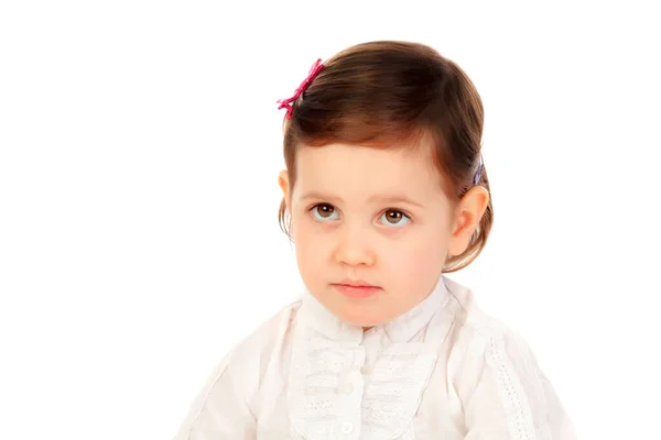 Divertente Bambina Isolata Uno Sfondo Bianco — Foto Stock