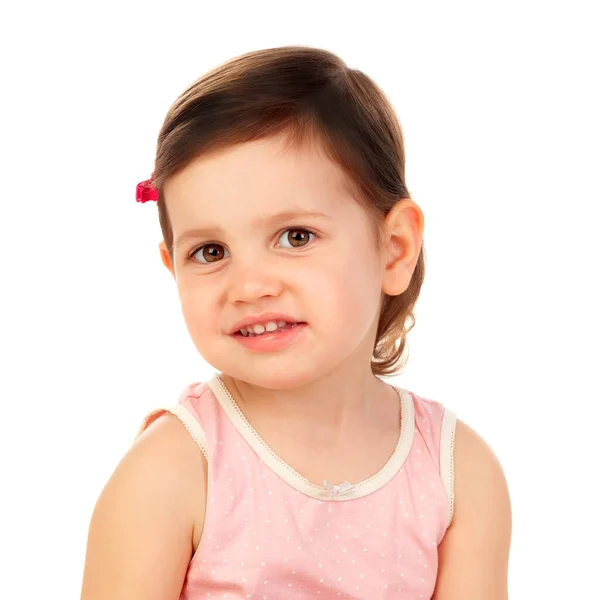 Funny Little Girl Isolated White Background Royalty Free Stock Images