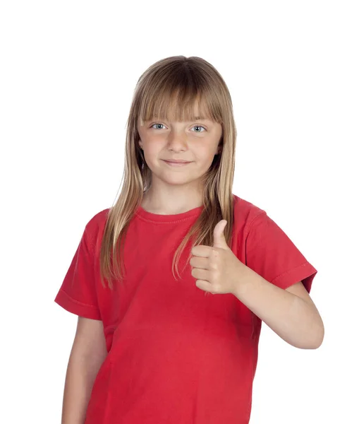 Adorabile Bambina Dicendo Isolato Sfondo Bianco — Foto Stock