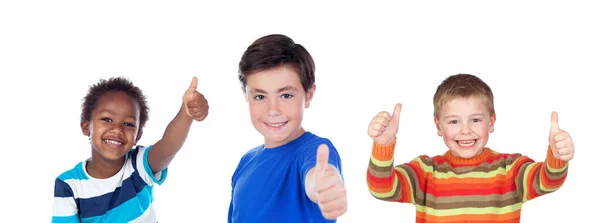 Colegas Felizes Dizendo Com Polegares Isolados Fundo Branco — Fotografia de Stock