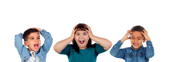 Niños Haciendo Gestos Diferentes Expresiones Aisladas Sobre Fondo Blanco — Foto de Stock