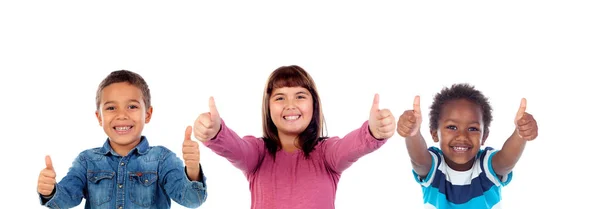 Kinderen Zeggen Met Duim Omhoog Geïsoleerd Een Witte Achtergrond — Stockfoto