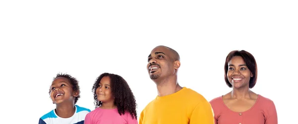 Afrikaanse Familie Geïsoleerd Een Witte Achtergrond — Stockfoto