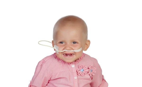 Bebê Adorável Com Lenço Cabeça Batendo Doença — Fotografia de Stock