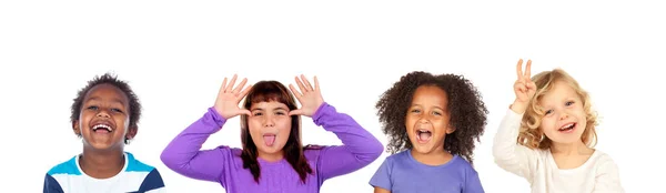 Children Gesturing Different Expressions Isolated White Background — Stock Photo, Image