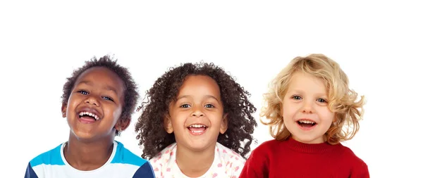 Щасливі Діти Сміються Ізольовані Білому Тлі — стокове фото