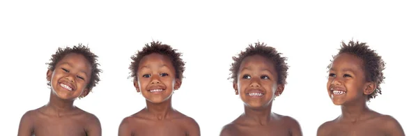 可敬的非洲裔美国儿童在白色背景下孤立无援地打手势 — 图库照片